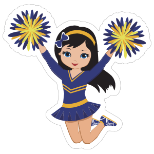Happy blue and yellow cheerleading sticker cheerleader clipart cheerleading school stickers
