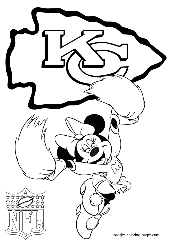 Kansas city chiefs minnie mouse cheerleader coloring pages