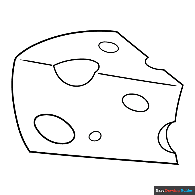 Cartoon cheese coloring page easy drawing guides