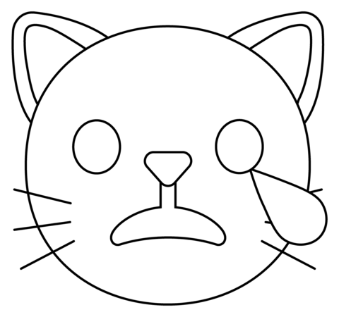 Crying cat emoji coloring page free printable coloring pages