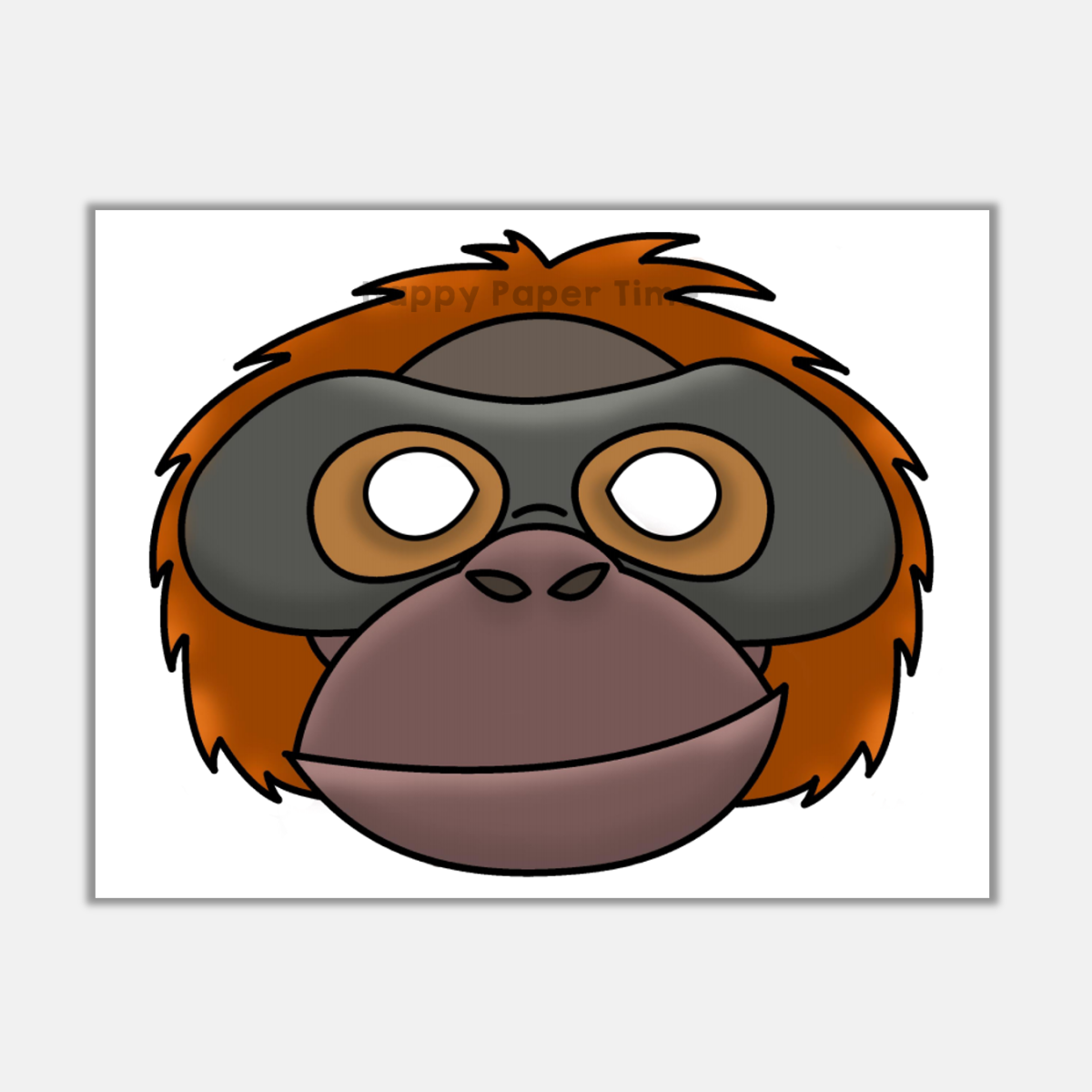 Orangutan paper masks printable asian jungle animal coloring craft activity made by teachers