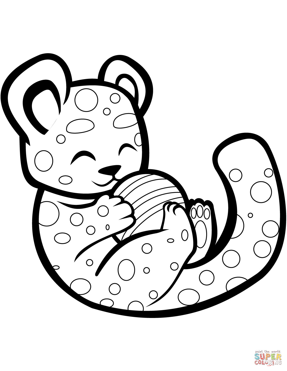 Cute cheetah playing with a ball coloring page free printable coloring pages