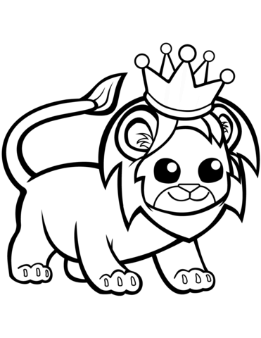 Funny lion in a crown coloring page free printable coloring pages