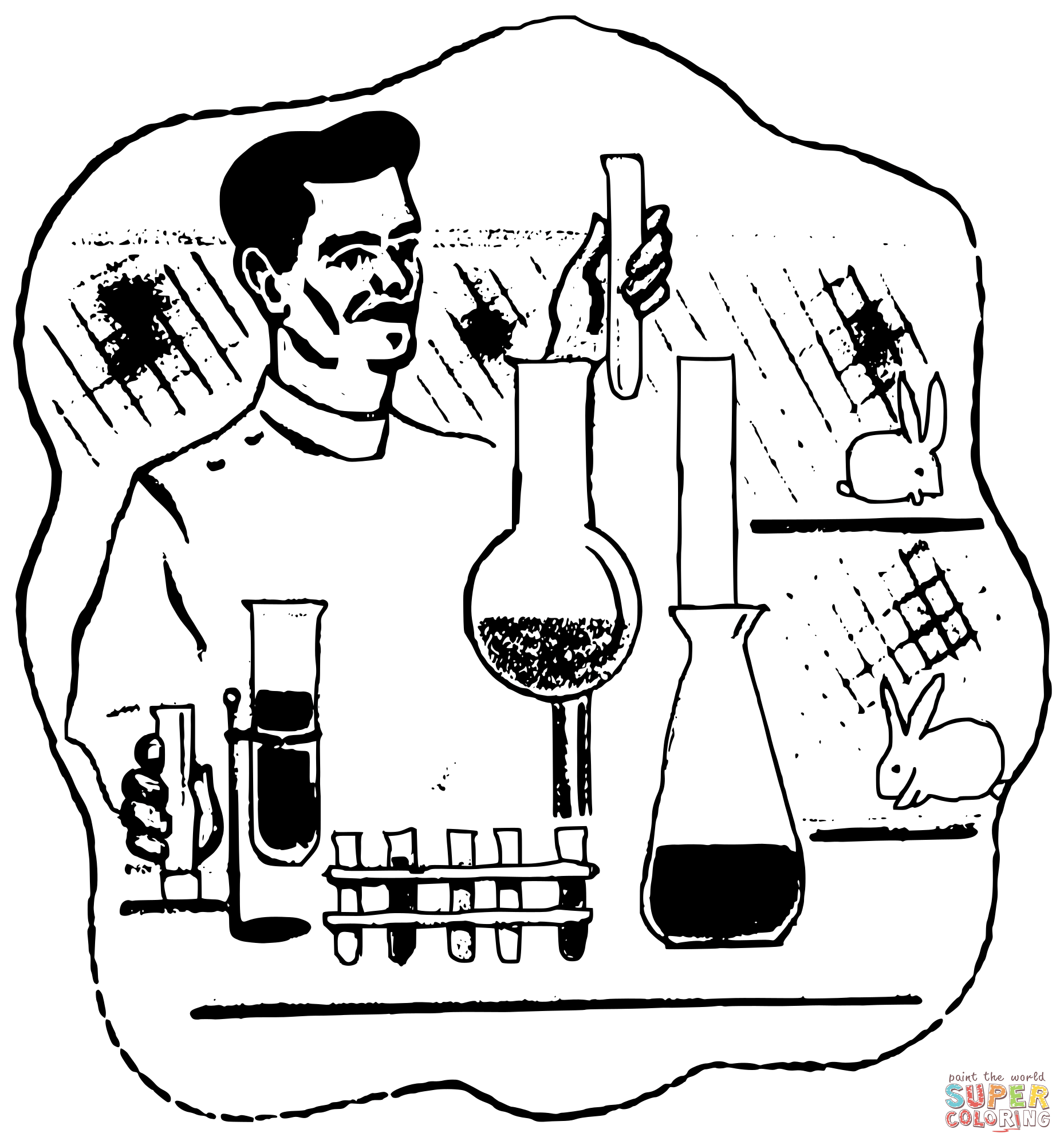 Vintage lab scientist coloring page free printable coloring pages