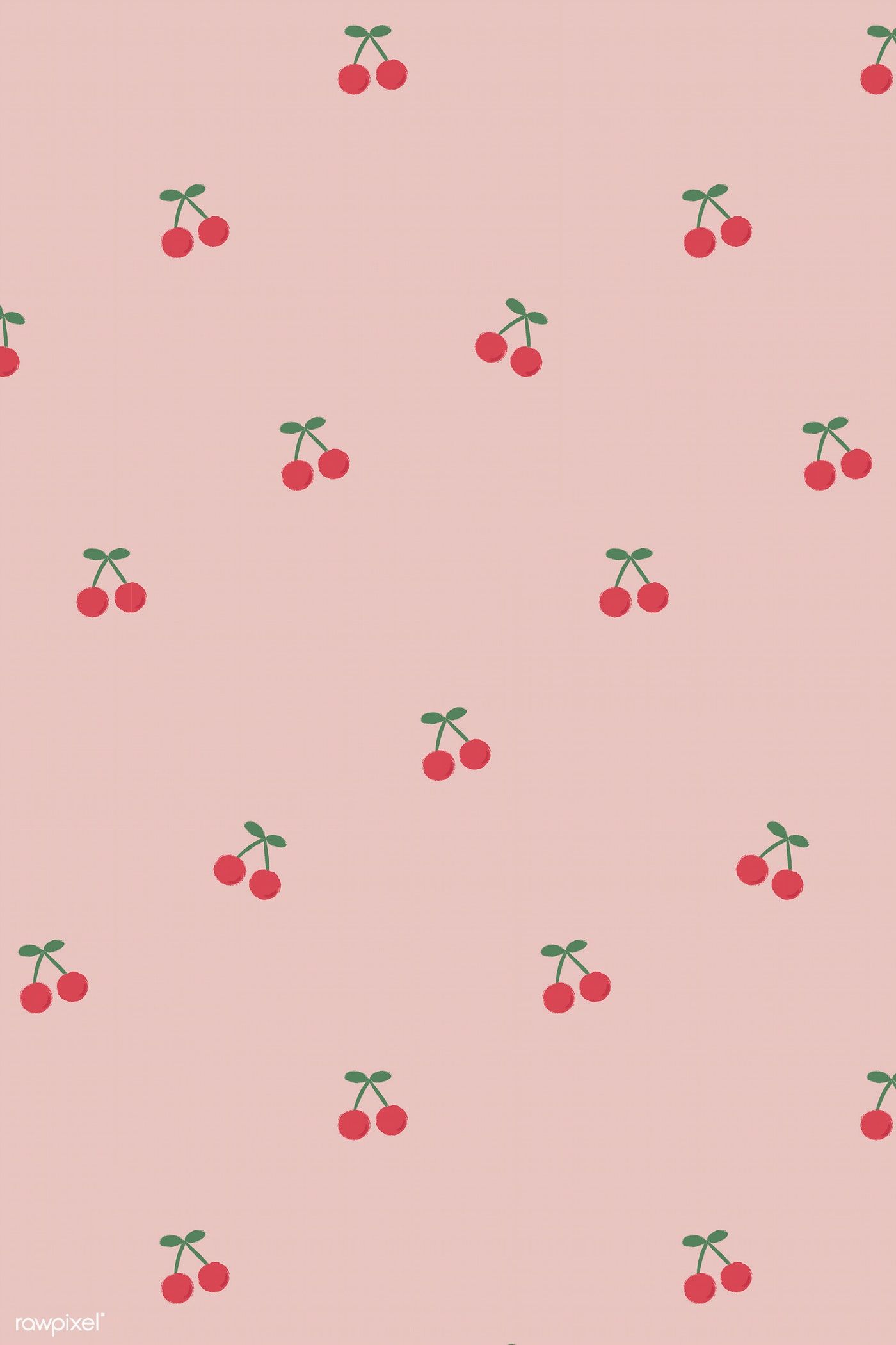 Red hand drawn cherry seamless pattern on pink social template vector premium image byâ fruit wallpaper aesthetic iphone wallpaper iphone background wallpaper