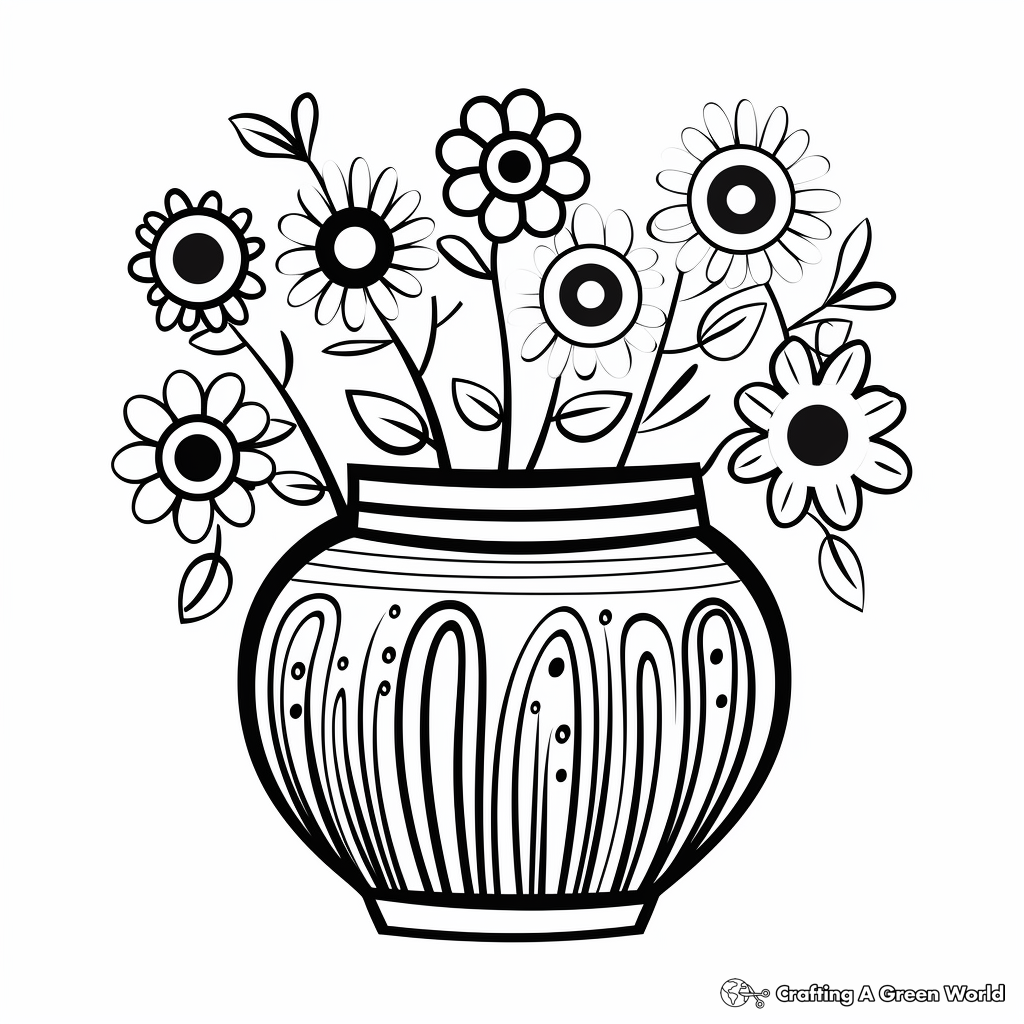 Vase of flowers coloring pages