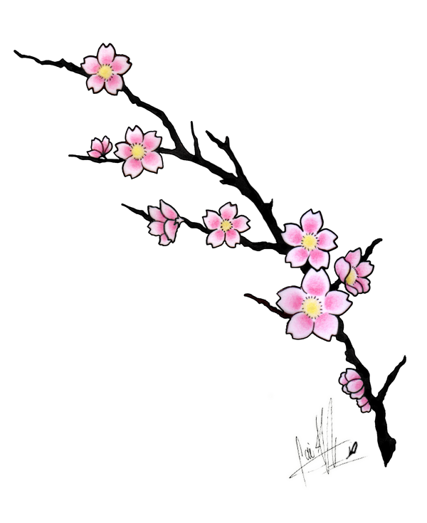 Cherry blossom tattoo design by caiojhonson on