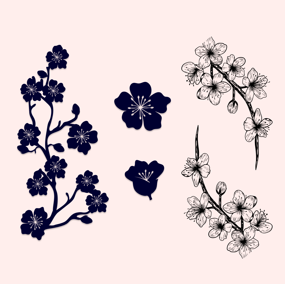 Silhouette cherry blossom svg â