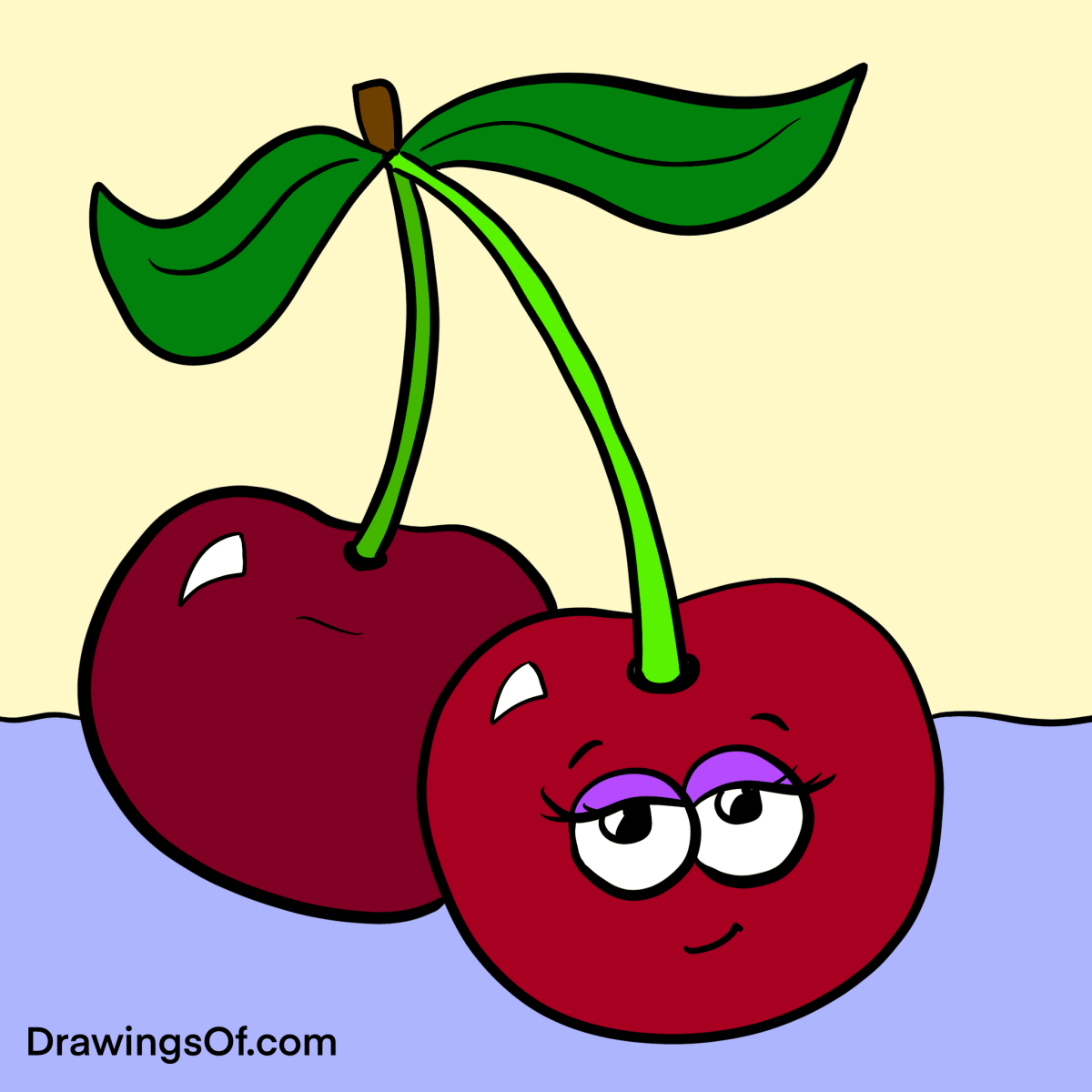 Cherry drawing easy cute instructions