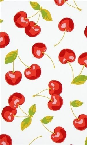 White big cherry fabric from kokka japan wallpaper iphone wallpaper print wallpaper