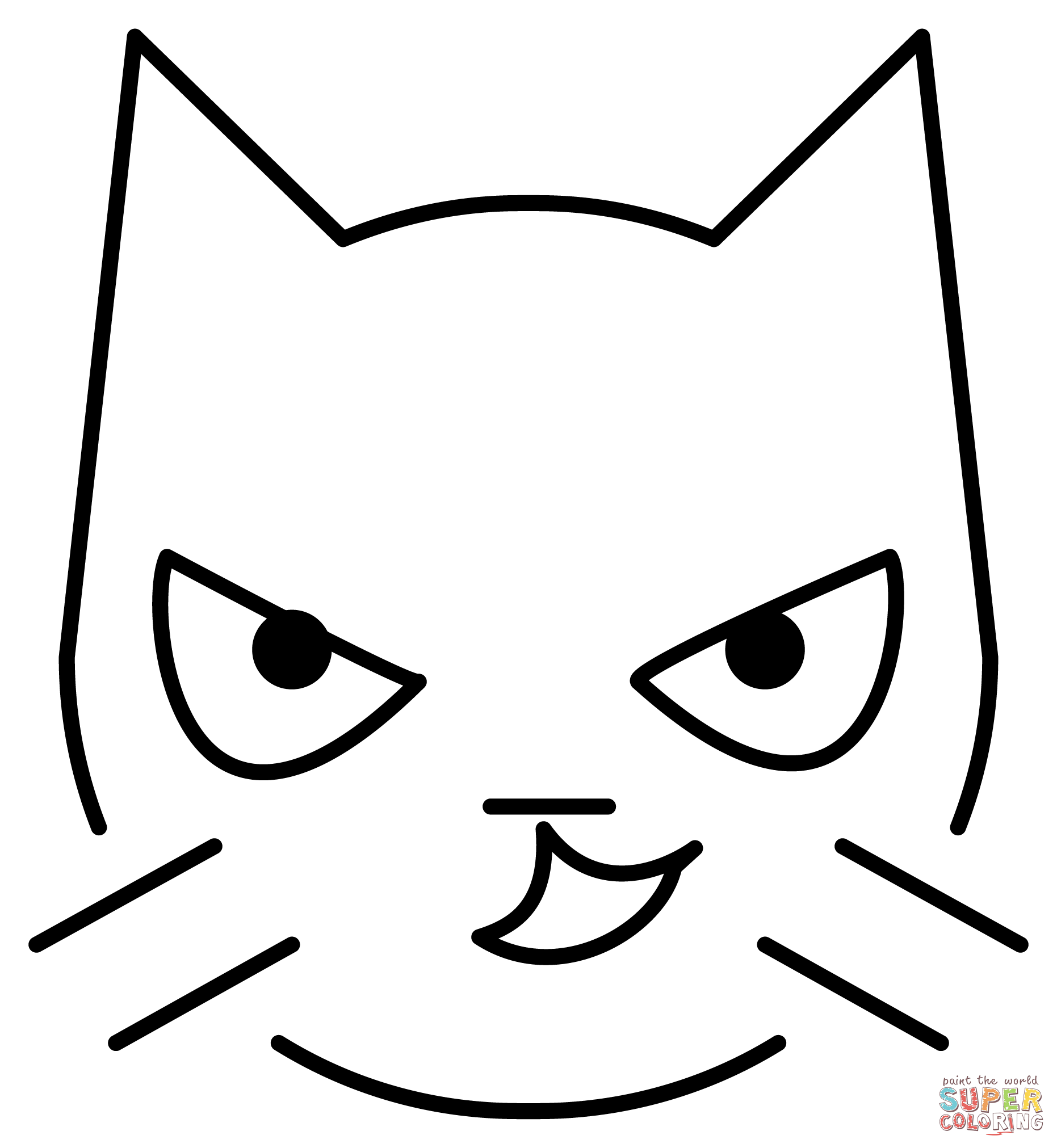 Cat with wry smile emoji coloring page free printable coloring pages