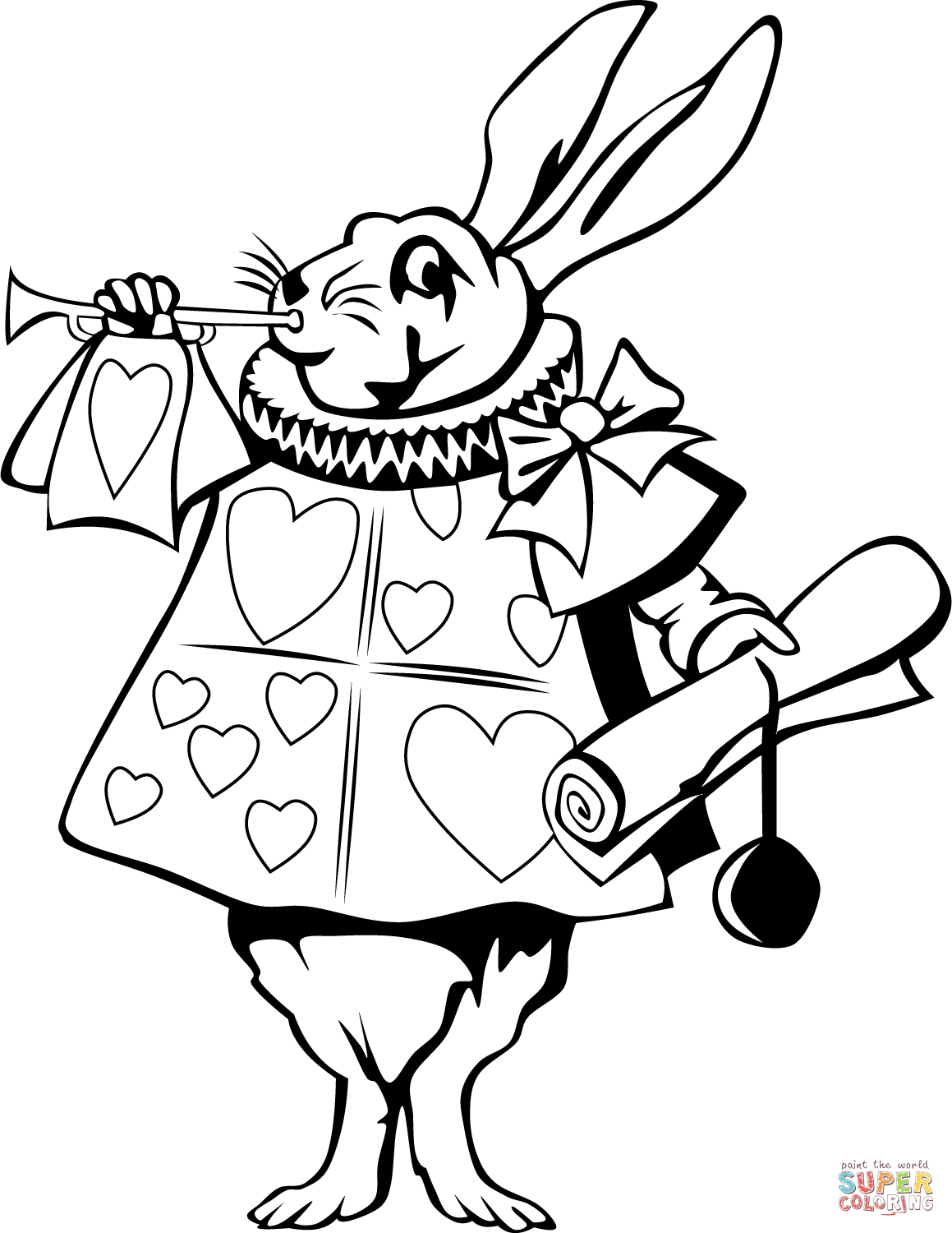 Alice in wonderland white rabbit coloring page free printable coloring pages