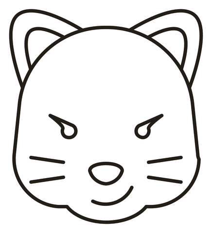 Cat face with wry smile coloring page free printable coloring pages