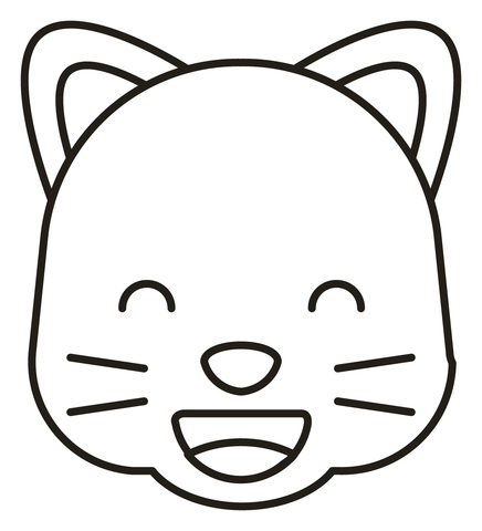 Grinning cat face with smiling eyes coloring page free printable coloring pages