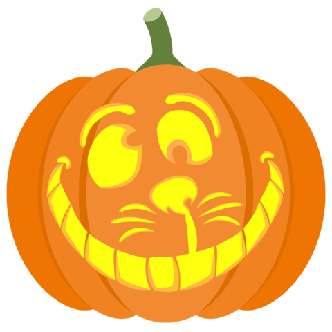 Cross eyed cheshire cat pumpkin stencil free printable papercraft templates