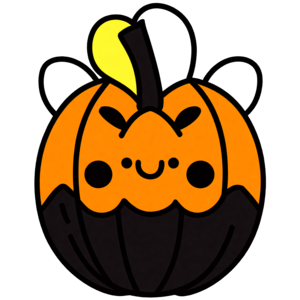 Download happy cartoon pumpkin with orange and black colors png online