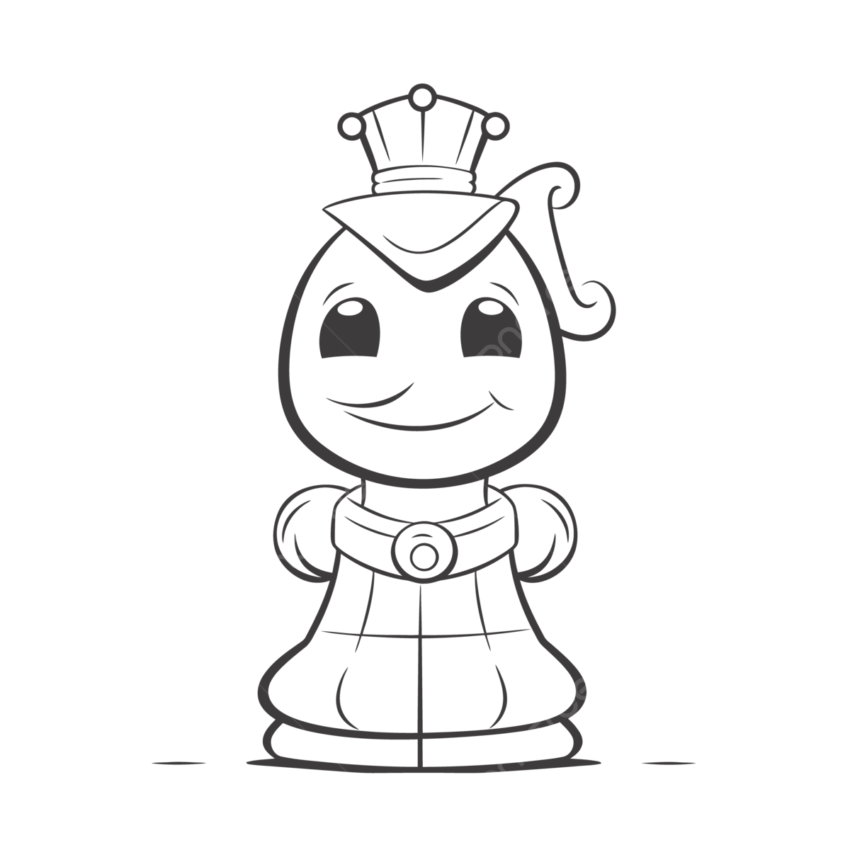 Small cartoon character wearing a hat and crown outline sketch drawing vector chess piece drawing chess piece outline chess piece sketch png and vector with transparent background for free download