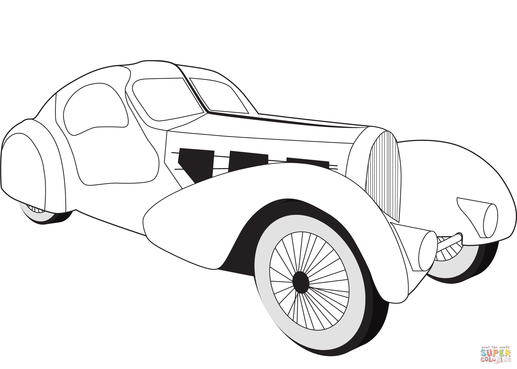 Bugatti type s petition coupe aerolithe coloring page free printable coloring pages