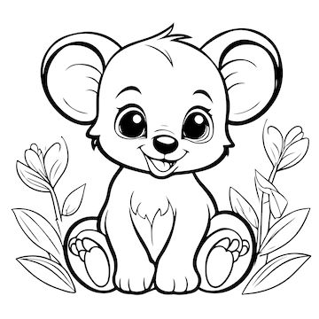 Premium vector simple line art coloring pages cute baby animals