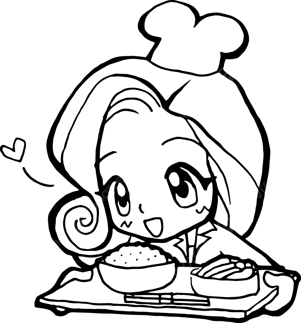 Girl serving food cartoon doodle kawaii anime coloring page cute illustration character clipart chibi manga car drawing anime drawing cartoon drawing png and vector with transparent background for free download