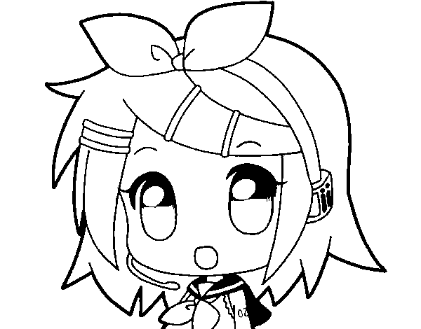 Chibi rin kagamine coloring page