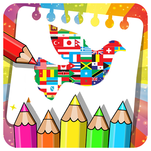 Glitter world flags coloring book