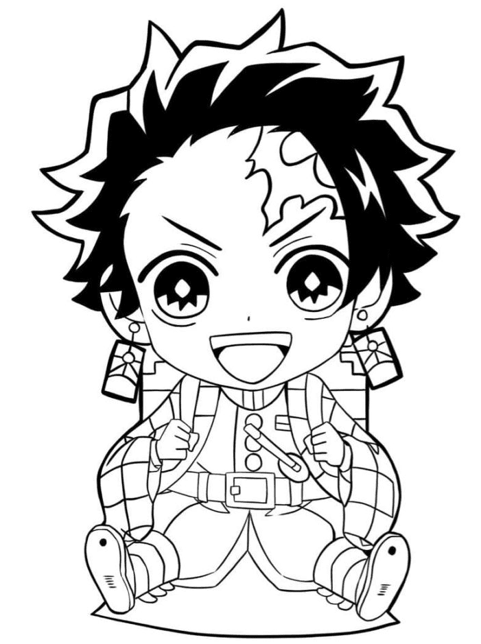 Cute tanjiro kamado baby coloring page printable