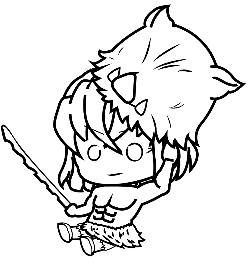 Cute chibi inosuke coloring page