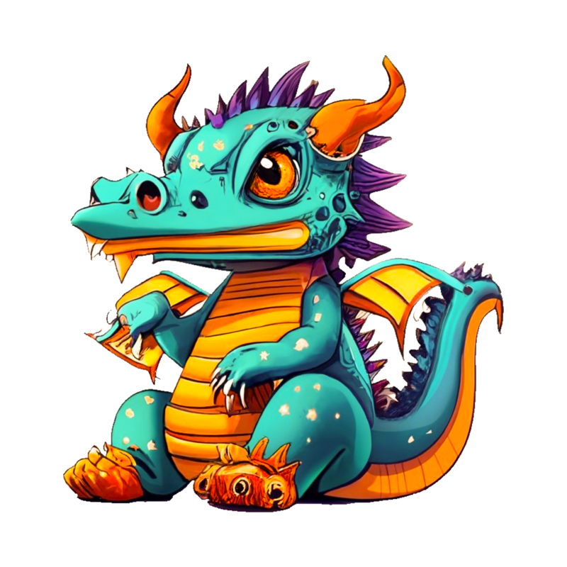 Cute colorful baby dragon chibi png png images psd free download