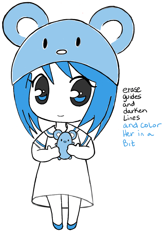 How to draw a chibi girl with cute mouse hat easy step by step drawing tutorial