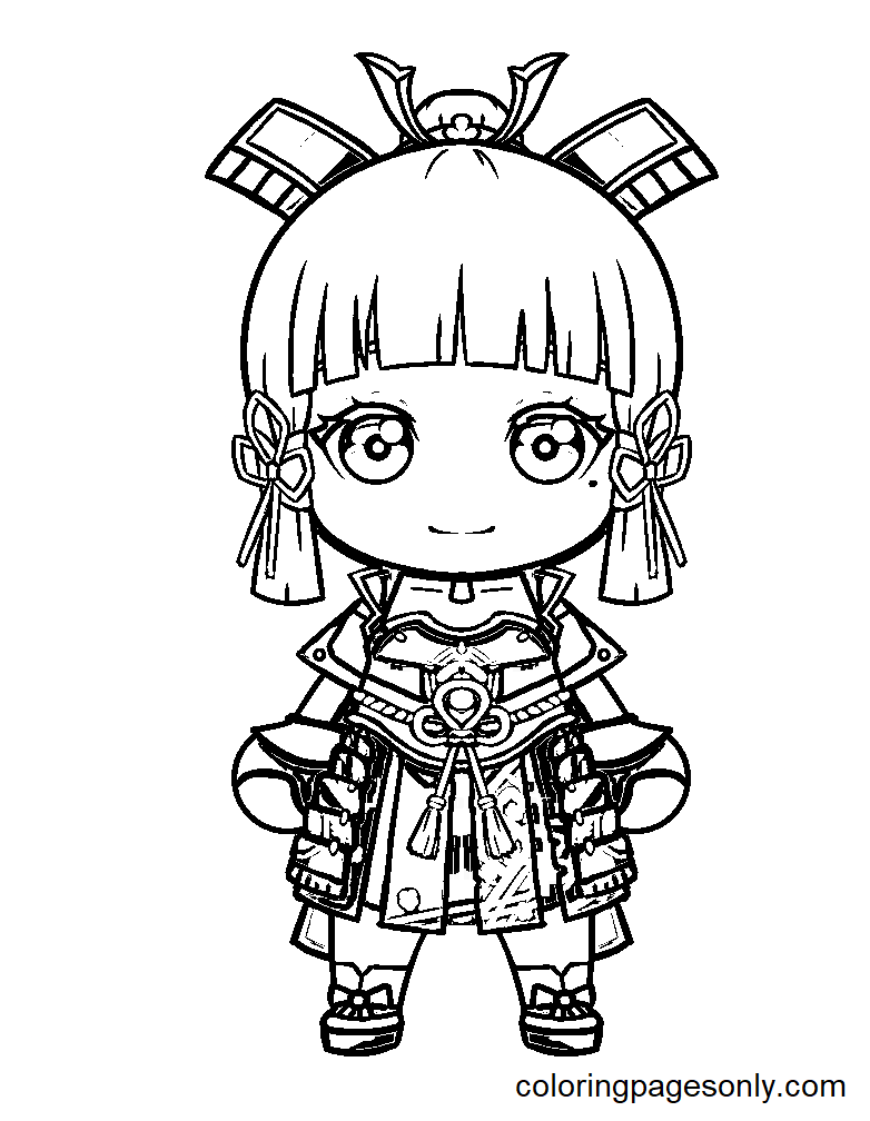 Chibi ayaka coloring page