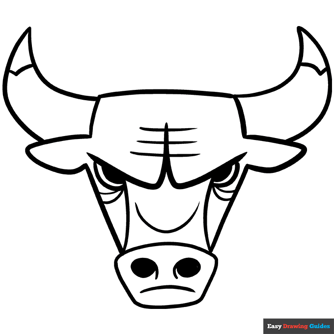 Chicago bull logo coloring page easy drawing guides