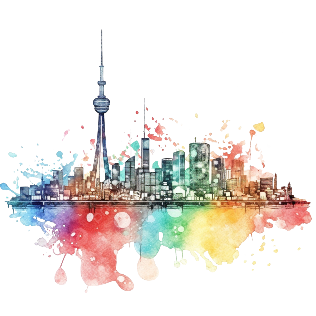 Tokyo cityscape skyline colorful watercolor style illustration outline grunge draw png transparent image and clipart for free download