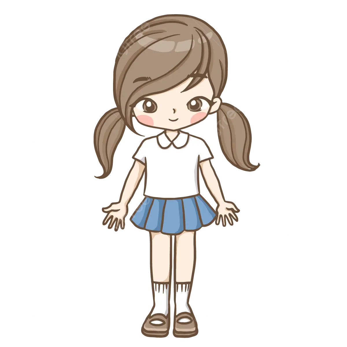 Dibujo de colegiala cuerpo dibujos animados garabato kawaii anime pãgina para colorear cuco ilustraciãn personaj clipart