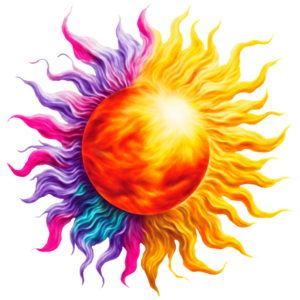 Download bright and vibrant sun with flames png online