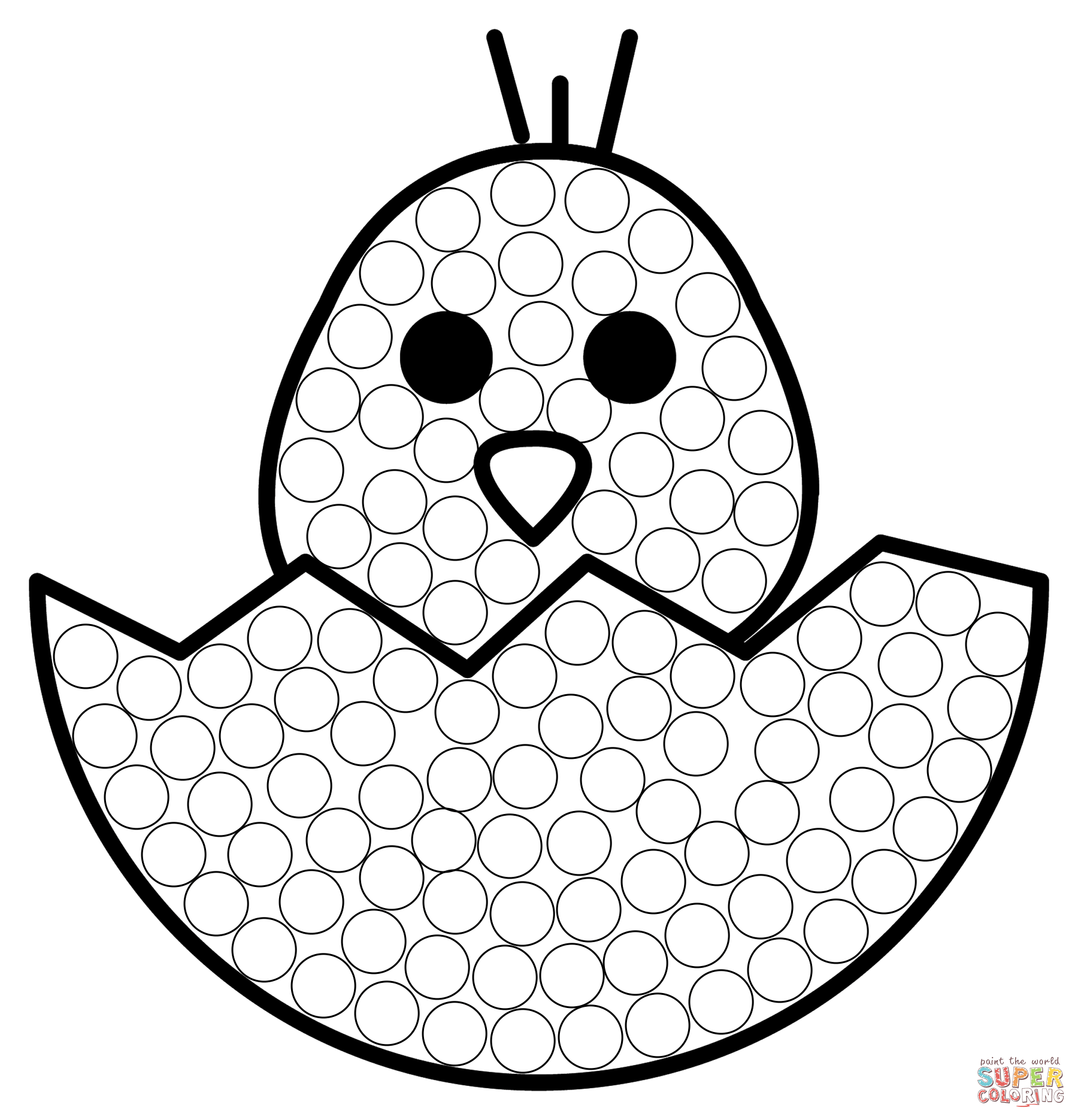 Hatching chick dot art coloring page free printable coloring pages