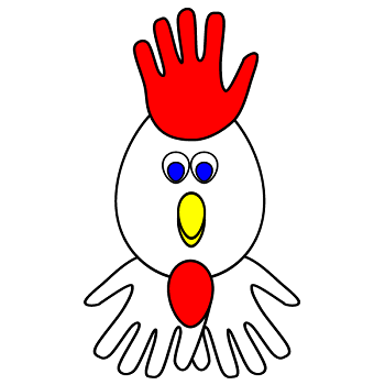 Handprints chicken hen or rooster craft preschool printable activity