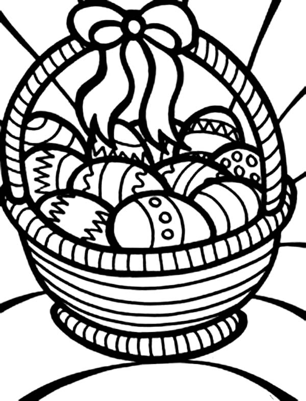 A bucket of easter eggs coloring page