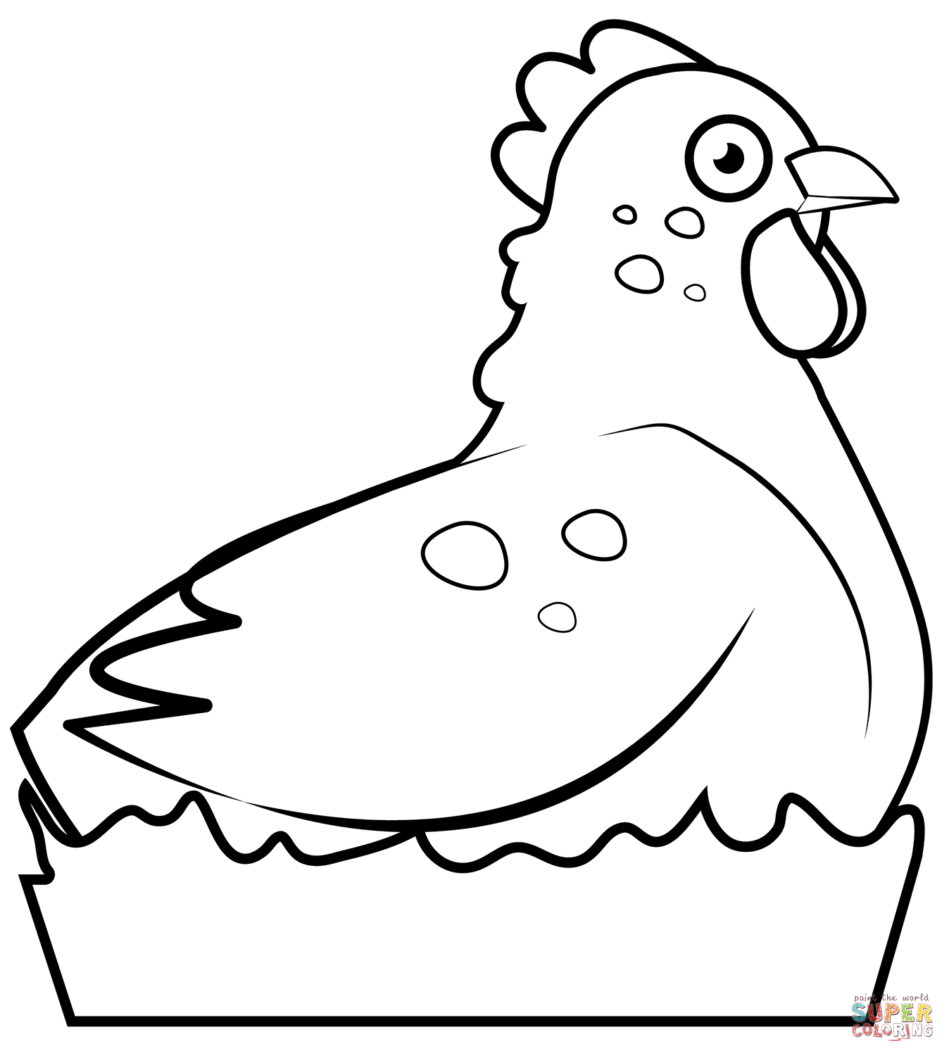 Hen sitting in nest coloring page free printable coloring pages