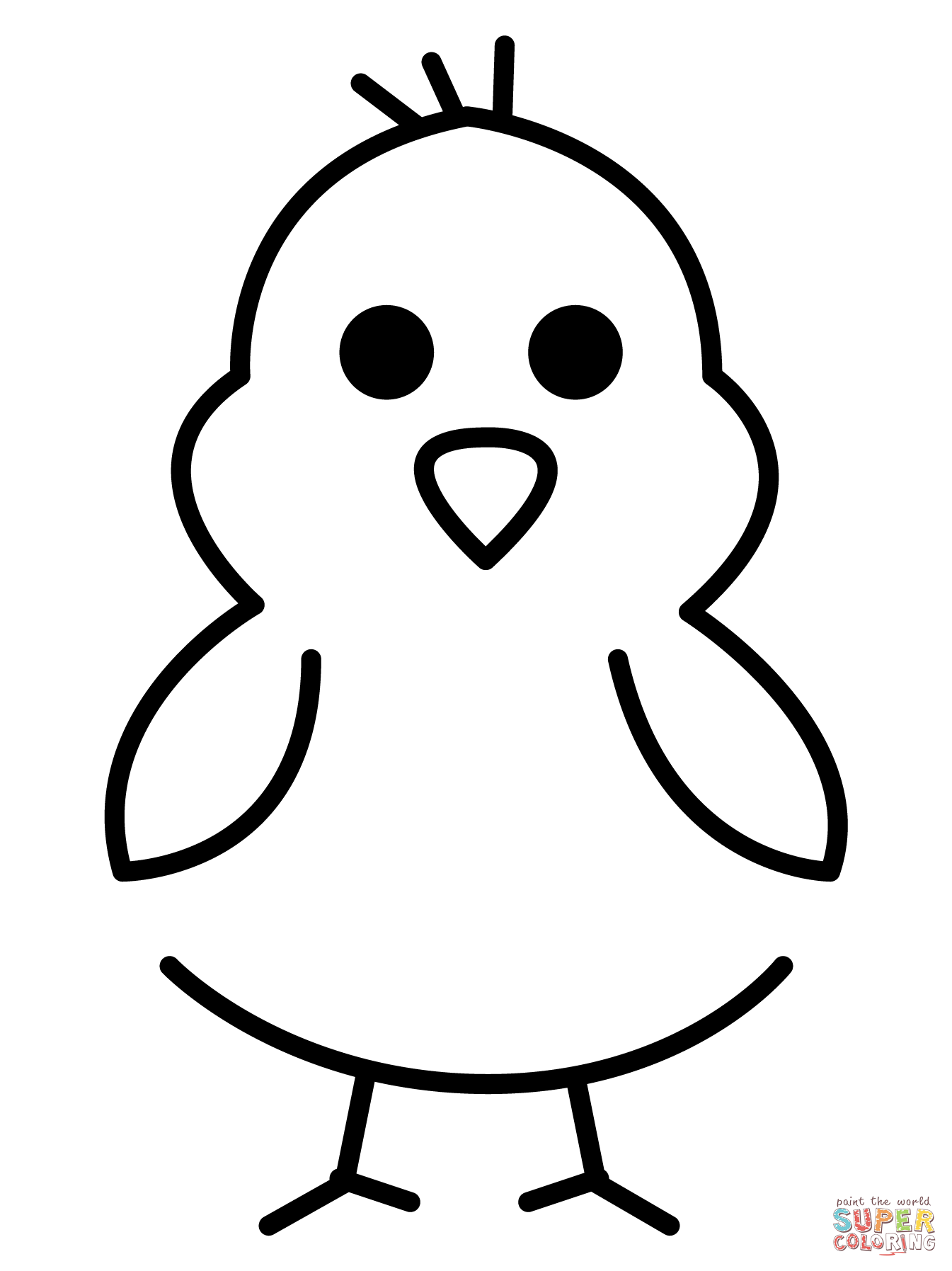 Front facing baby chick emoji coloring page free printable coloring pages