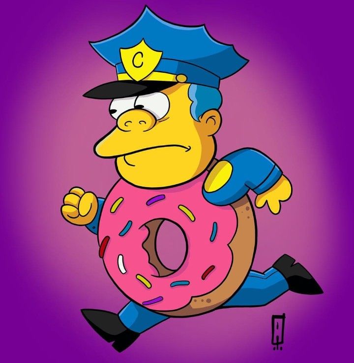 Chief wiggum donut the simpsons simpsons art chief wiggum cartoon crazy