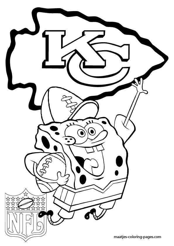 Kansas city chiefs with spongebob coloring page