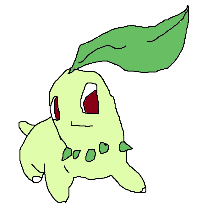 The chikorita evolution line drawn terribly in ms paint rpokemon