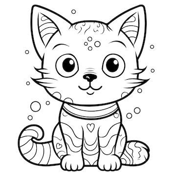 Premium vector a cute line art cat coloring book for kids coloring page for doodlers