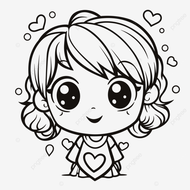 Kid girl coloring pages cute cute coloring pages free amp vector girl drawing ring drawing kid drawing png and vector with transparent background for free download