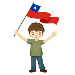 Boy with the flag of chile cartoon sticker