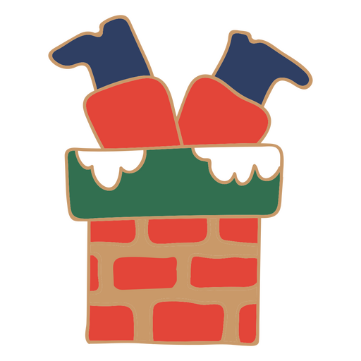 Diseão png y svg de trazo de color de la chimenea de santa claus para camisetas