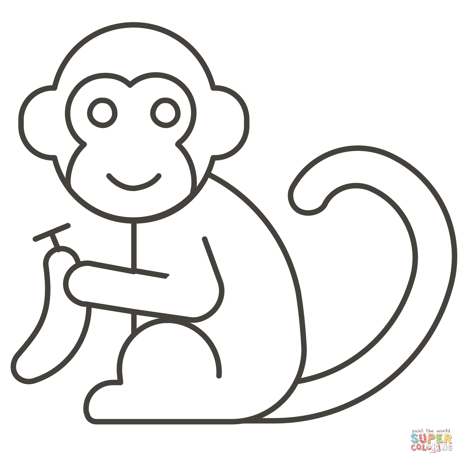 Monkey coloring page free printable coloring pages