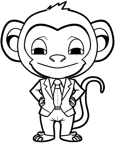 Monkey businessman coloring page free printable coloring pages