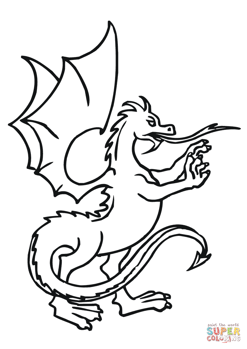 Dragon standing up coloring page free printable coloring pages